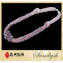 Unique Bridal Jewelry Purple Braided Rope Collar Necklaces For Wedding